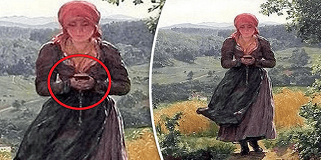 Un cuadro de 1860 muestra a una mujer sosteniendo un posible “Smartphone”