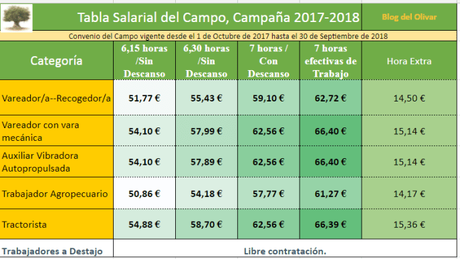 Tabla Salarial del Campo Jaén 2017-2018 Tabla Salarial del Campo Jaén 2017-2018