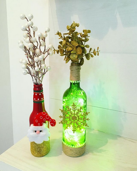 20 Diy botellas decoradas de Navidad