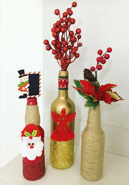 20 Diy botellas decoradas de Navidad