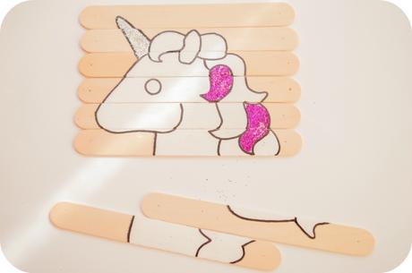 DIY: Puzzle unicornio con palos de helado