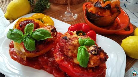 Pimientos rellenos con albóndigas