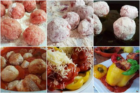 Pimientos rellenos con albóndigas