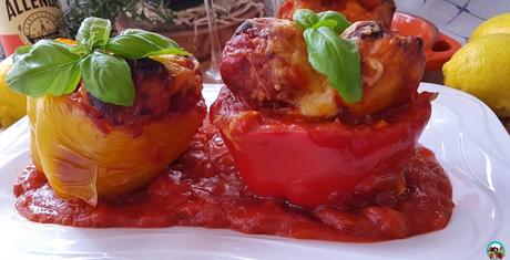 Pimientos rellenos con albóndigas