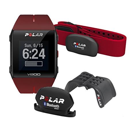 Polar V800 Javier Gomez Noya - Reloj deportivo GPS, sensor de frecuencia cardíaca H7 HR, soporte y sensor de cadencia, color rojo