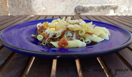 Macarrones con berenjenas y setas (tradicional o Thermomix)