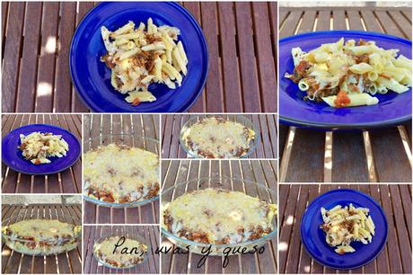 Macarrones con berenjenas y setas (tradicional o Thermomix)