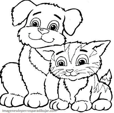 dibujos infantiles de perros y gatos juntos