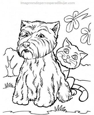 dibujos infantiles de perros y gatos pegados