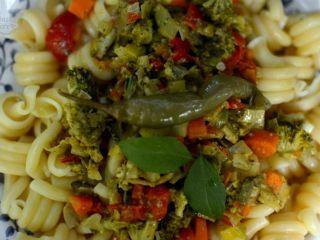 Espirales de pasta con vegetales