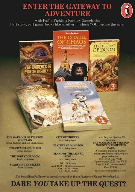 Anuncio de libro-juegos de 1983 (FF)