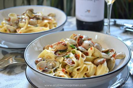 Tagliatelle con Chirlas y Tomates deshidratados