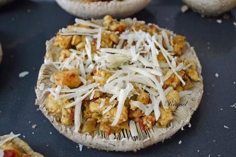 Apagallums rellenos de pollo y verduras gratinados al horno