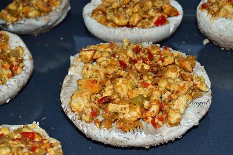 Apagallums rellenos de pollo y verduras gratinados al horno