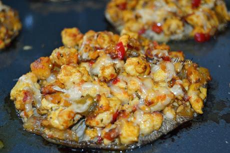 Apagallums rellenos de pollo y verduras gratinados al horno