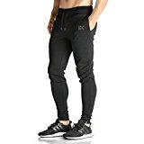 BROKIG Mens ZIP JOGGER Pants - Casual GYM Fitness Trousers Comfortable Tracksuit Slim Fit Bottoms Sweat Pants with Pockets (M, Black)