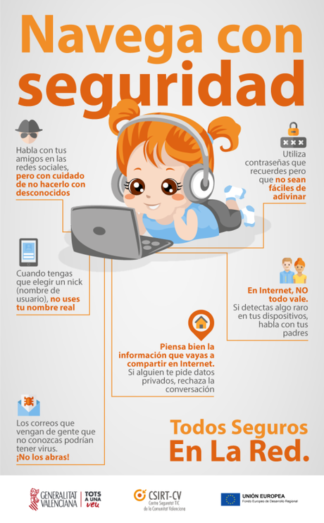 Infografía para que los niños naveguen seguros en la Red. Infografía para que los niños naveguen seguros en la Red.