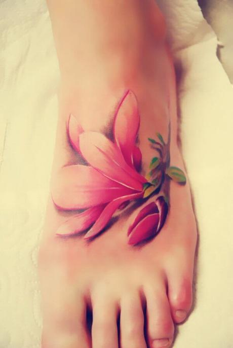 Ideas de Tatuajes para mujeres de magnolias rosadas