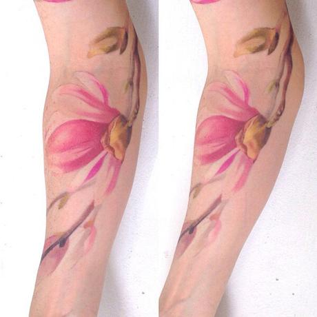 Ideas de Tatuajes para mujeres de magnolias rosadas