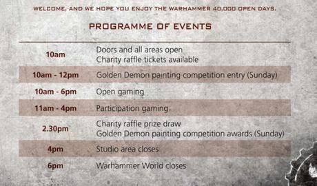 Planos y horarios de W40K Open Days Planos y horarios de W40K Open Days