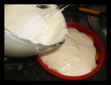Tarta de melocotones al revés