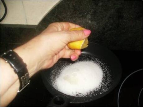 Tarta de melocotones al revés