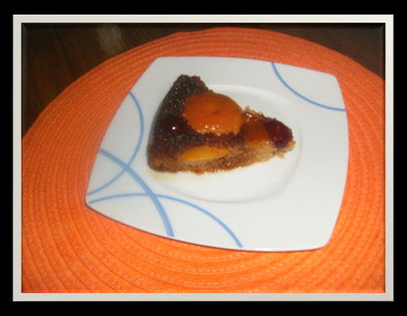 Tarta de melocotones al revés