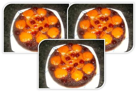 Tarta de melocotones al revés