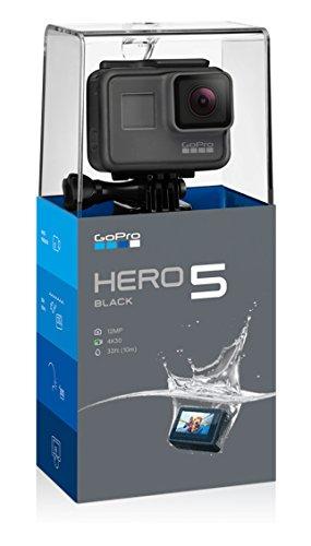 GoPro Hero5 Black - Cámara deportiva de 12 MP (4K, 1080p, WIFI + Bluetooth, control por voz, pantalla táctil), color gris y negro