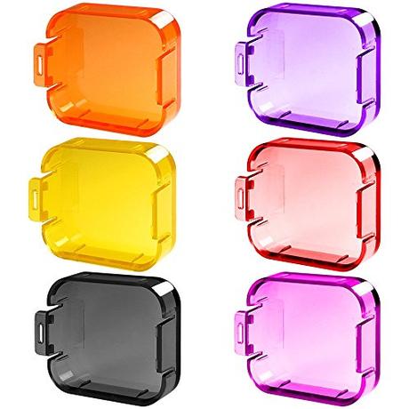 6 Pack Filtros de Objetivo de Buceo para GoPro Hero 5 6, FineGood Filtros de Compensación de Corrección de Color para Fotografía Submarina de Vídeo Filmación para Hero5 Hero6 Cámara de Acción Deportiva - Rojo Amarillo Púrpura Rosa Naranja Gris