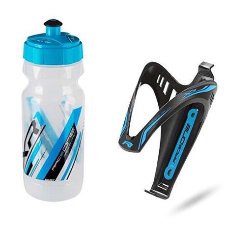 Raceone.it - KIT Race Duo X3 Matt (2 PCS): Porta Bidon X3 + Bidon de ciclismo XR1 Bici Carrera de Ruta / Bicicleta de Montaña MTB / Gravel Bike. Color: Negro / Azul 100% MADE IN ITALY