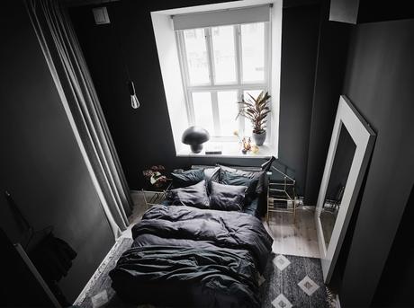 planta abierta mini piso decoración estilo nórdico negro estilo nórdico blanco estilo escandinavo dormitorio en negro diáfano decoración negro 