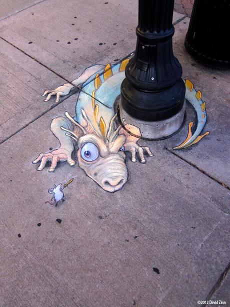 David Zinn - Top 20 de sus creativos dibujos de tiza que interactúan con todo el mundo