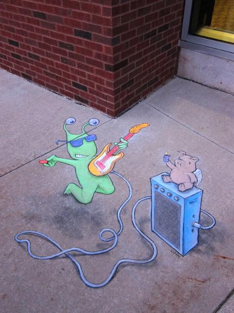 David Zinn - Top 20 de sus creativos dibujos de tiza que interactúan con todo el mundo