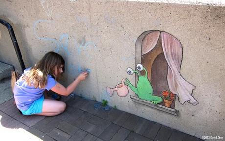 David Zinn - Top 20 de sus creativos dibujos de tiza que interactúan con todo el mundo