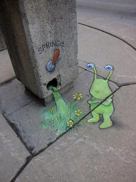 David Zinn - Top 20 de sus creativos dibujos de tiza que interactúan con todo el mundo