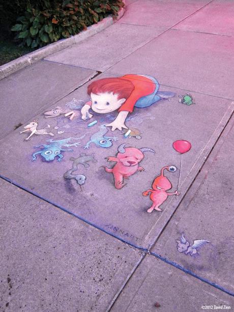 David Zinn - Top 20 de sus creativos dibujos de tiza que interactúan con todo el mundo