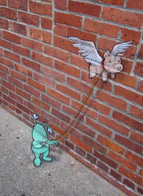 David Zinn - Top 20 de sus creativos dibujos de tiza que interactúan con todo el mundo