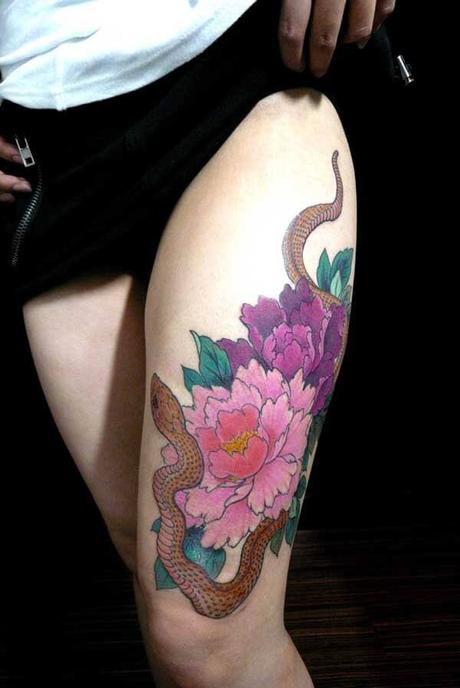 20 Tatuajes de flores Chinas, la peonía