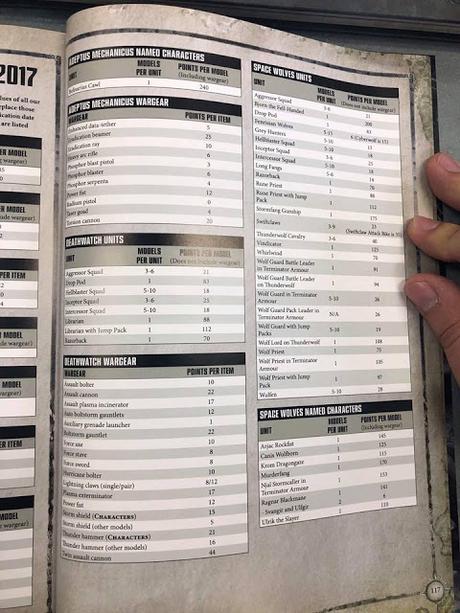 Chapter Approved 2017: Costes de puntos filtrados y video-reseña: