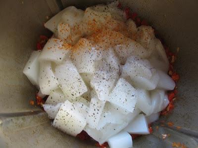 guisar Sepia en salsa de pimientos Thermomix