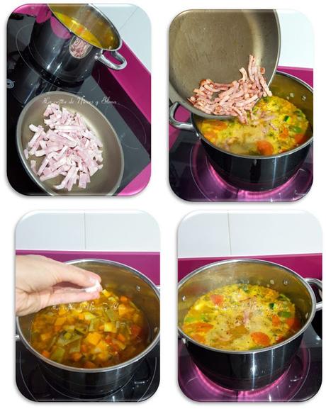 Sopa de verduras con pasta y bacon ahumado Sopa de verduras con pasta y bacon ahumado