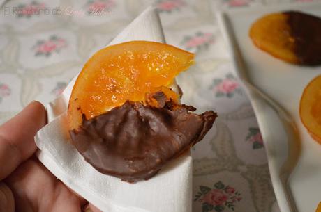 Naranjas confitadas y bañadas en chocolate - Reto #asaltablogs