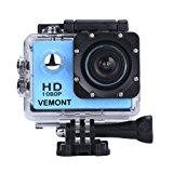 Vemont Cámara Deportiva 1080P HD Impermeable 30M Pantalla de 2.0 Lente de Gran Angular de 120 Grados Multiples Accesorios para Deportes y Actividades, Buceo, Nadar, Correr, Ciclismo, etc.