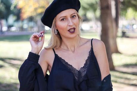 BLACK BERET & VICHY SKIRT