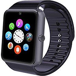 Smart Watch Willful inteligente reloj de Bluetooth pulsera Fitness Tracker Deportes reloj teléfono con SIM tarjeta/TEXT/WhatsApp/Contador de pasos/Monitor de sueño/Despertador vibración con el teléfono inteligente Android (SW016-BK)
