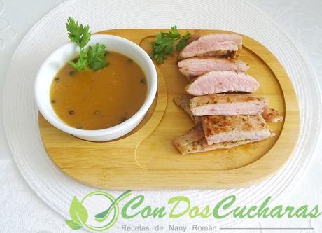 Secreto ibérico con salsa a la pimienta verde Secreto ibérico con salsa a la pimienta verde