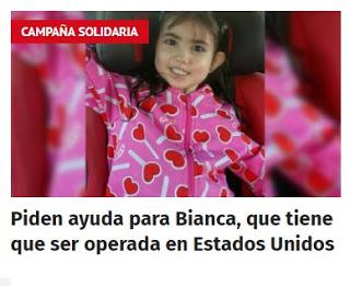 Piden ayuda para Bianca, una nena de Plottier que tiene que ser operada en Estados Unidos