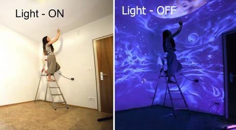 Murales luminiscentes convierten tu habitación en otro mundo