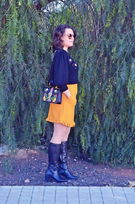 Jersey bordado mangas abullonadas